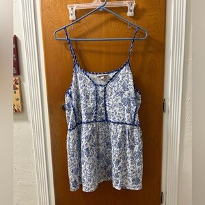 Knox Rose Blue Floral/Bird  Spaghetti-Strap Women’s Tank